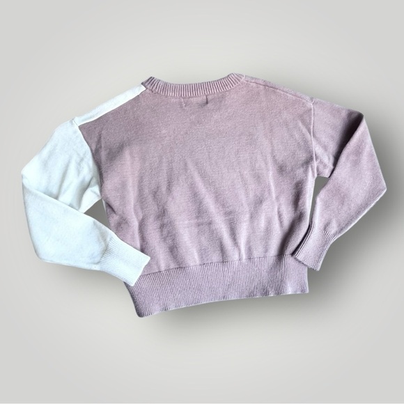 Poof Apparel Colorblock Sweater in Tan and White - Picture 2 of 7